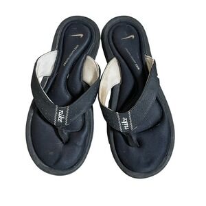 Nike Comfort Footbed Womens Black Flip Flops sz 9 Memory Foam Sandals Athleisure